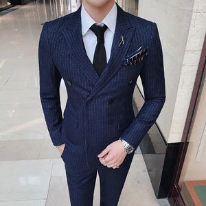 Garnitury męskie (kamizelka blazerów) Suit 3 -częściowy klapa podwójnie piersi Slim Fit Casual Business Dress Wedding Tuxedo Kurtka