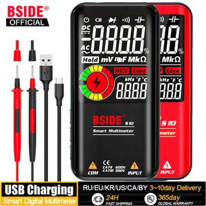 Multimetrar Bside Digital Multimeter Smart Electrician Testare USB Charge T-RMS DC AC Spänningskapacitans Ohm HZ NCV Professional Multitester 230728