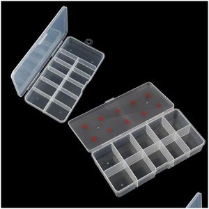 Nagelkonstutrustning 1 PC Clear False Nails tom förvaringsfodral Fake Plastic Container Gems Stones Strass Display Tips Box Ta073 Drop D Dhirw