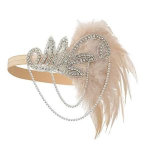 Andra evenemangsfestleveranser 1920 -talets pannbandsdräkt Props Charleston Accessories Nude Flapper Headpiece Great Gatsby Feather Beade279g