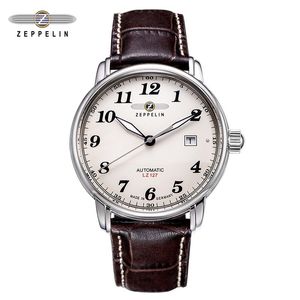 Armbandsur zeppelin vintage klassisk klocka för män rostfritt stål vattentäta klockor mens läder rem sport kvarts armé relogio masculino 230727