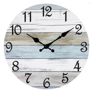 Relógios de parede Relógio Decorativo De Madeira Redondo 25cm/10'' Quartzo Relógio Operado Por Bateria Rústico Estilo Country Decoração Para Escritório Em Casa