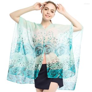 Cachecóis 2023 Feminino Cachecol de Verão Xale Poncho Estampado Flor Protetor Solar Proteção Solar Praia Biquíni Capa Macia