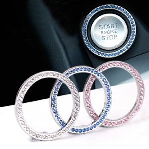 2XCar Crystal Ignition Key Ring Spinta automatica per avviare Anelli decorativi con serratura a strass291u