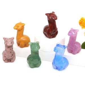 Decorative Objects Figurines 1.5" Alpaca Statue Natural Crystal Quartz Stone Carved Healing Animal Figurine Reiki Gemstone Crafts Home Decoration 230727