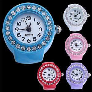 3Fashion Quartz Finger Ring Watch Lady Wristwatches Girl Watch Silicon Watches Round Watch Rhinestone Elastic Watches Gift221G