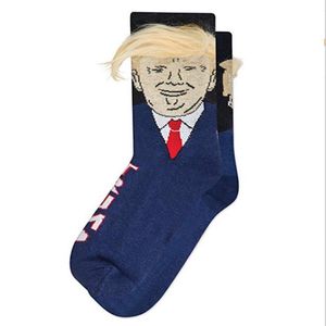 New Women Men Trump Crew Socks Yellow Hair Funny Cartoon Sports Stockings Hip Hop Sock