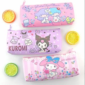 Atacado Fashion Cute Pink Purple Kuromi Melody Pencil Bag Big Capacity Cinnamoroll Zipper Bag Accessories 4 estilos 21*10.5*3cm