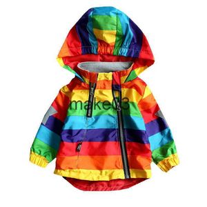 Jackets LILIGIRL Boys Girls Rainbow Coat Hooded Sun Water Proof Children's Jacket for Spring Autumn Kids Clothes Clothing Outwear J230728