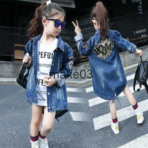 Jackets New Arrival 2023 Autumn Baby Girls Denim Jacket Girls Sequined letters pattern Denim Outerwear Jacket Coat Child Casual Jacket J230728