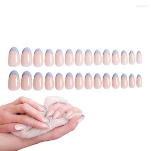 False Nails Nail Stick On 28pcs Fake Almond French Style Almond-Shaped Easy To Match For Wedding Christmas