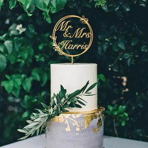 Forniture festive Custom Rustic Wedding Cake Topper Personalizzato Legno Acrilico Mr And Mrs Toppers Anniversario Proposta Compleanno Part276N