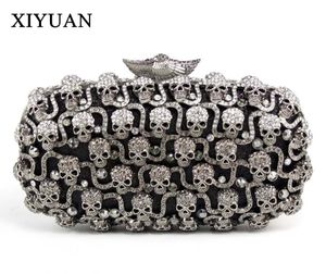 イブニングバッグXiyuan Skull Women White Crystal Clutch Prutes and Handbags Ladies Diamond Wedding Party Minaudiere Bag Gift 230727