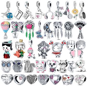 925 Silver Fit Pandora Charm S Travel Plane Passaporte Pingente Coruja Gato Love Fashion Charms Set Pingente DIY Contas Finas Joias, Um Presente Especial para Mulheres