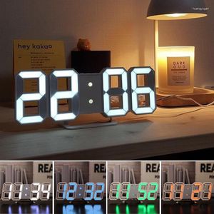 Bordklockor Nordisk digital väckarklocka 3D LED Wall Watch Desk Calendar Display Electronic Home Decor