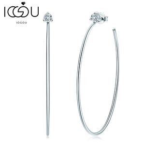 Hoop Huggie Iogou 4mm Big Hoops Simple Circle Earrings 925 Sterling Silver 14K Gold Plated Fashion Party Jewelry for Girl 230727