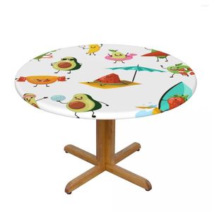 Table Cloth Fitted Round Tablecloth Protector Soft Glass Cover Fruit Characters Having Fun Anti-Scald Plate Kitchen Home Tablemat