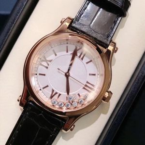 Nowy luksusowy skórzany pasek mody damski wielokolorowy kwarcowy zegarek elektroniczny 36 mm