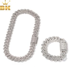 Uroki The Bling King Ne Ba 18 mm Stop cynku S Link Męskie Miami Kubańska Bransoletka Zestaw Full Bling Iced S Hiphop Jewelry 230727