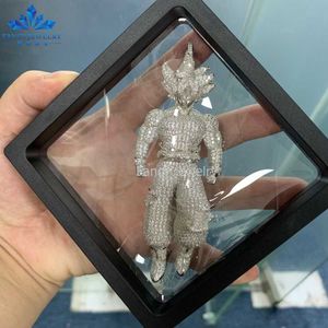 عالي الجودة bling hiphop Jewelry Custom 925 Sterling Silver Micro Pave VVS Diamond Iced Out Goku 3d Moissanite Pendant