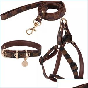 Dog Collars Leashes Leather For Small Medium Dogs Adjustable Soft Breathable Padded Puppy Collar With Alloy Buckle Heavy Duty Wate Dheul