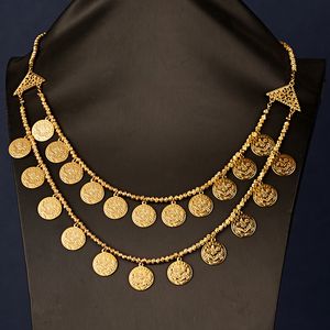 Takılar uzun katmanlı kolye madeni para bakır kaplama altın Türk totem Kadın Etik Düğün Takı Gelin Hediye 230727