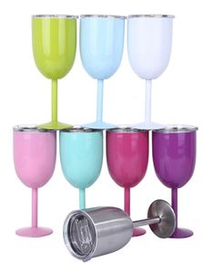 Tumblers 10oz Stainless Steel Goblet Wine Cup With Lid Vacuum Insulated Glasses Glass Vaccum Coffee Tea Tumbler 230727