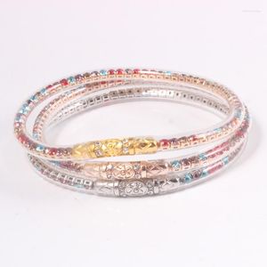 Bileklik 1pc Luxe Rhinestone Kristal Bilezik Tibet Budist Altın Kumlai Tapınağı Şans Renk Gümüş Jöle Bangles Kadınlar İçin