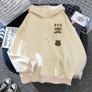 Herrtröjor avatar den sista airbender män appa yip tryck casual tröjor unisex mode långärmad huvtröja hane