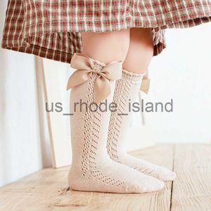 Kids Spring Baby Girls Knee High With Bow Spanish Style Toddlers Tube Sock Kids Hollow Out Infant Princess Socken x0727