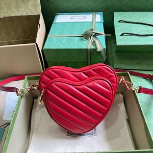 7A Mini-Herz-Schulterrucksack für Damen, Designer-Handtaschen, ineinandergreifende Doppelbuchstaben-Umhängetaschen, Twill-Matelasse-gestepptes Leder, Love-Beutel mit Reißverschluss