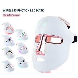 Outros itens de saúde e beleza Dispositivos para cuidados com o rosto Sem fio 7 cores Led Mask Pon Treatment Rejuvenescimento da pele facial Anti-acne Rugas Dhwa6