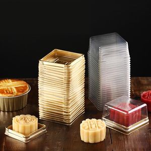 50Sets100PCSミニサイズブラックゴールドボトムプラスチックカップケーキケーキドームコンテナウェディングボックスカップケーキボックス用品282M