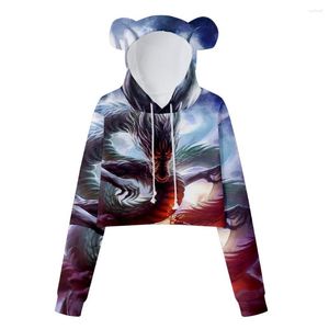 Men's Hoodies Bear Ears Cropped Sweatshirt Women's Sweater Sexy Fashion Hoodie Sportswear Trend 11