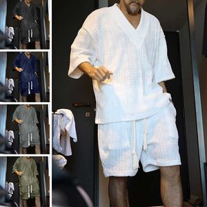 Плюс размер Мужские дизайнерские спортивные костюмы с двумя частями наборы летние печатные наряды с коротким рукавом шерстяные ткацкие ткацкие ткац