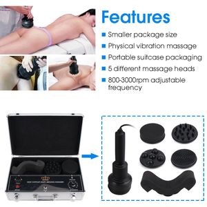 Portable Body Massager Machine G5 Vibration Muscle Relexing Physical 5 Massage Heads Suitcase Package Salon Slimming Machine