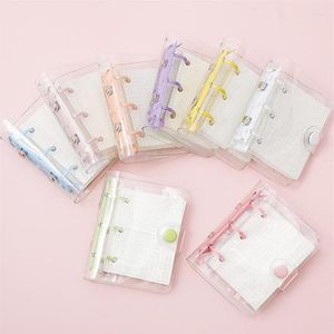 Bonito Transparente 3 Anel Mini Folhas Soltas Caderno Planejador Organizador Fichário Diário Nota Kawaii Material Escolar 210A