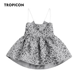 Women's Tanks Camis TROPICON Backless Ruched Cami Top Grey Open Back Spaghetti Strap Floral Summer Sexy Women Fashion Trendy Clothes 230727