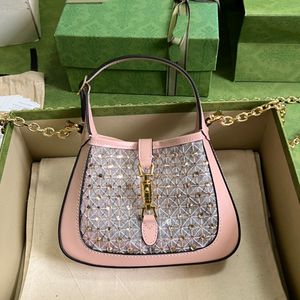 7a Diamond Inlay Handbag Lady Axel Axillary Bags Crossbody Purse Lizard Skin Evening Bags Fashion Jackie Clutch All Copper Letter Chain 677027 Totes