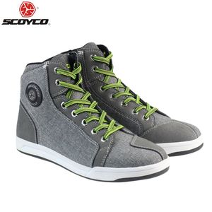 SCOYCO 016 Motorcycle Footwear Boots Men Grey Casual Fashion Wear Shoes Breathable Anti-skid Protection Gear Botas De Motociclista180N