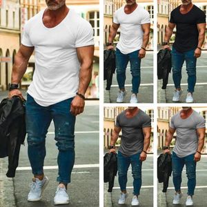 Erkek Tişörtler Yuvarlak Boyun Sıradan Erkekler Yaz T-Shirt İnce Fit Hızlı Kuru Spor Üst Düzensiz Hem Spor Orta uzunlukta erkek giysisi