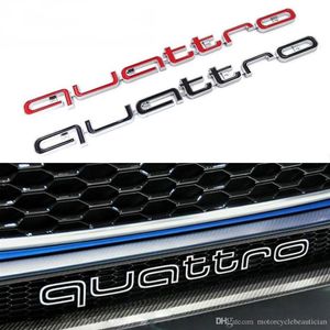 Quattro Logo Emblem Badge Car 3D Stickers ABS Quattro Stickers Front Grill Lower Trim For Audi A4 A5 A6 A7 RS5 RS6 RS7 RS Q3 Car A241J