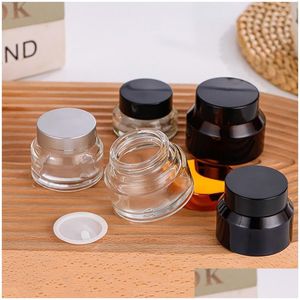 Cream Jar 15G 30G 50G Amber Brown Glass Empty Container Refillable Cosmetic Bottle For Lotion Lip Balm Drop Delivery Office School Bus Otfpj