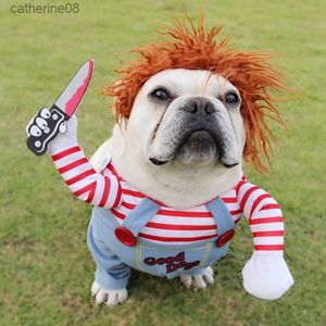 Halloween-Hundekostüme, lustige Haustierkleidung, verstellbare Hunde-Cosplay-Kostüm-Sets, Neuheitskleidung für mittelgroße und große Hunde, Bulldogge, Mops, L230621