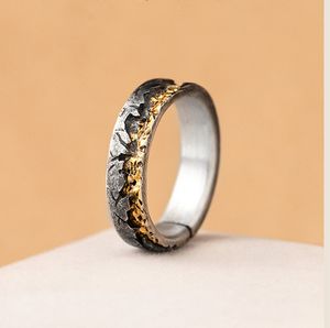 Antichi antichi cluster gold -texture anelli di pepita antiché intarsio intarsio da uomo taglio ghiacciato da uomo depositato fascia di fidanzamento anelli antichi neri