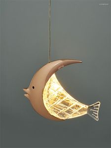 Pendant Lamps Gold Acrylic Goldfish Long Line Lights Bedside Modern Bedroom Lamp Nordic Luxury Living Room Hanging Light Deco Fixtures