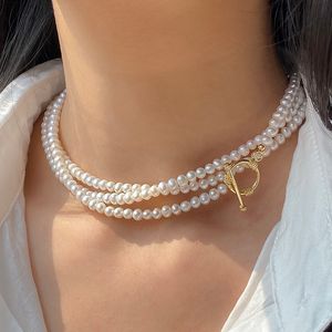 Strands String's Exquisite Long White Natural Freshwater Round Pearl Necklace Bride Weddings Gift Sweater Chains 230727