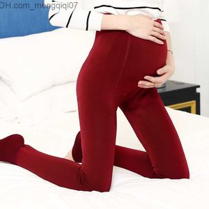 Maternity Dresses Pregnant women's long legs winter velvet Leggings suitable for pregnant women warm thick clothes pregnant women's trousers Z230728