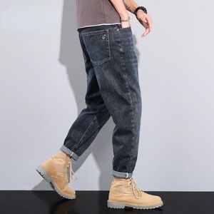 Jeans da uomo 2023 Baggy Streetwear Moda coreana Pantaloni casual a gamba larga Pantaloni in denim maschile semplici giapponesi D70