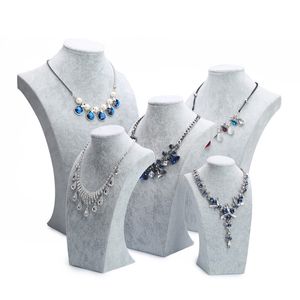 Jewelry Stand Luxury Model Bust Show Exhibitor 6 Sizes Options Gray Velvet Jewelry Display Necklace Pendants Mannequin Jewelry Stand Organizer 230728